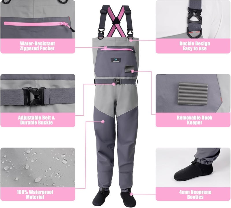 Trudave Store Women's Fishing Waders, Insulated Chest Waders with Stockingfoot Waterproof Neoprene Hunting Waders for Women - Image 4